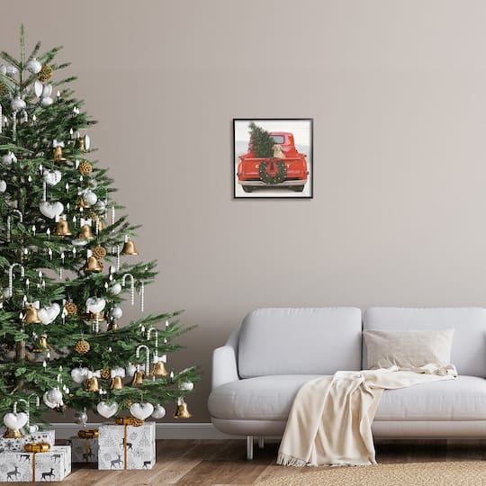 Stupell Industries Festive Dog in Truck Framed Giclee Art